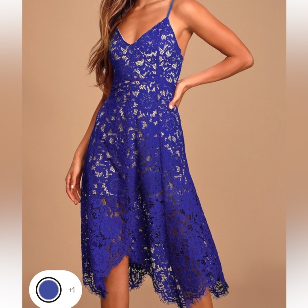 Lulus One Wish Royal Blue Lace Midi Dress